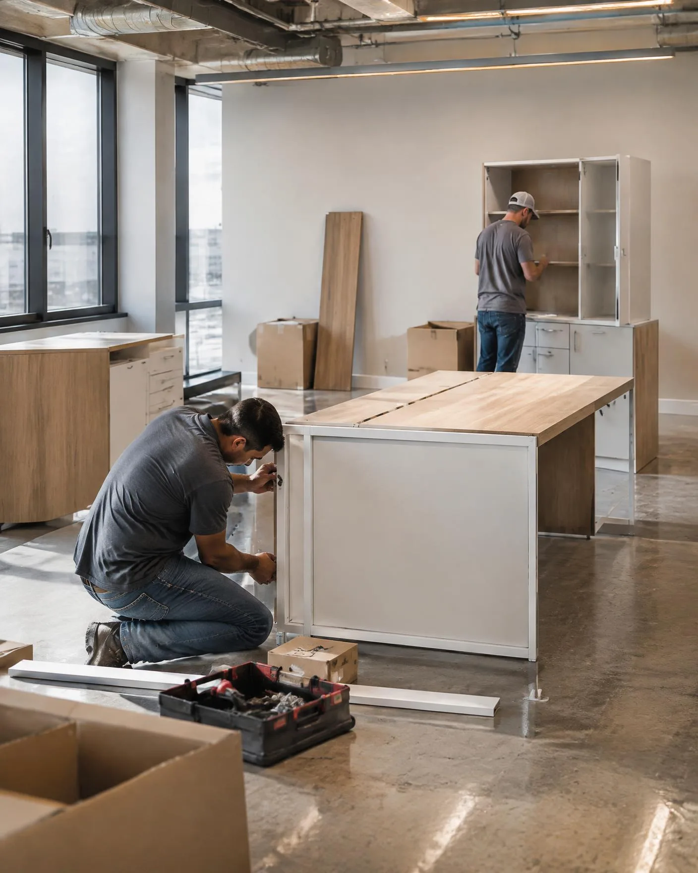 Furniture installation in progress