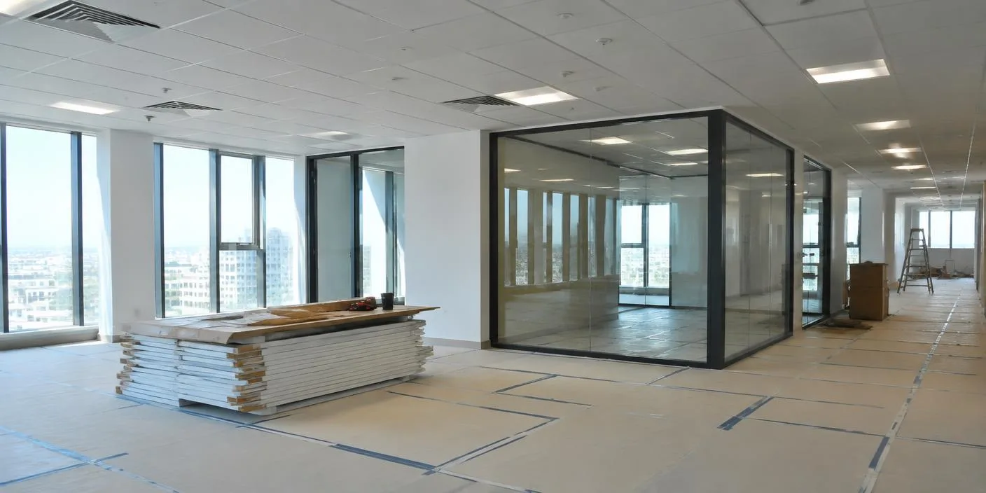 Open-plan office during commercial fit-out